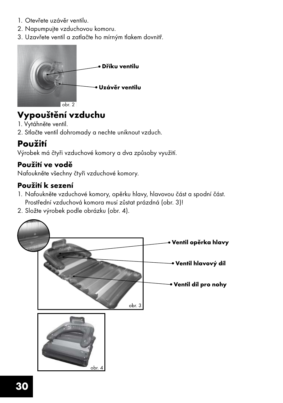 Vypouštění vzduchu, Použití | Crivit Inflatable Beach Chair User Manual | Page 30 / 44