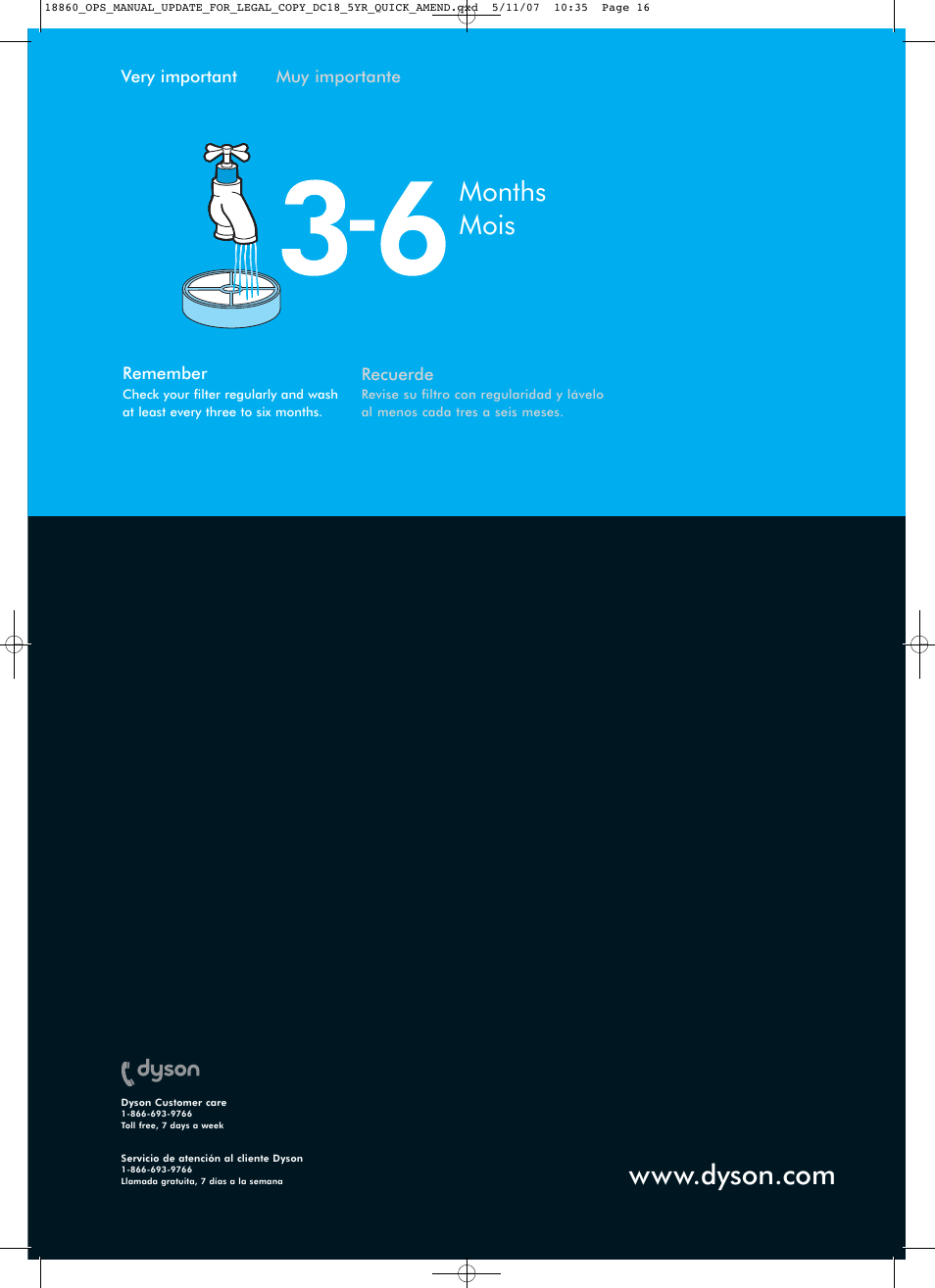 Months mois | DYSON DC18 User Manual | Page 16 / 16