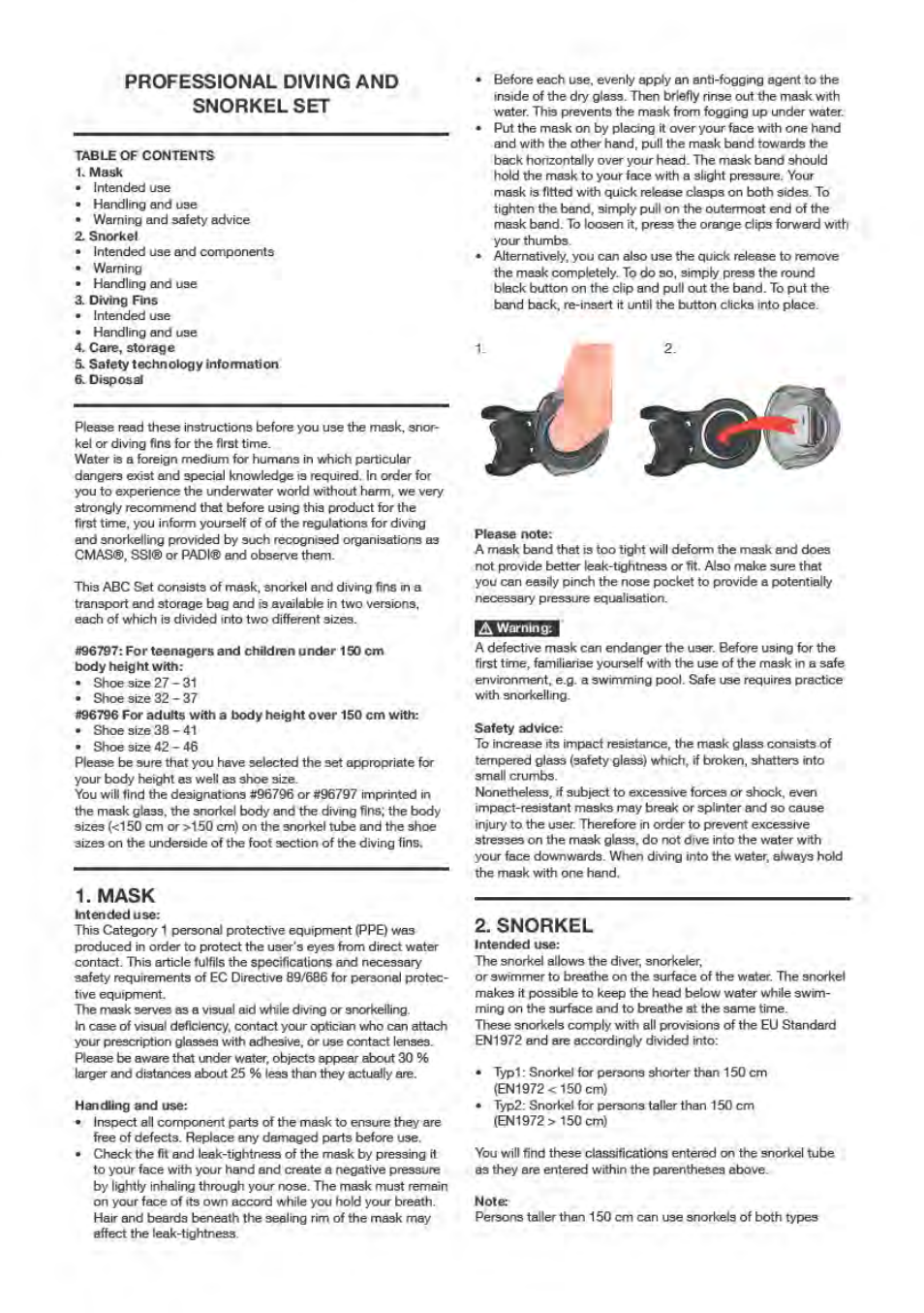 Crivit Professional Diving & Snorkelling Set User Manual | Page 2 / 4