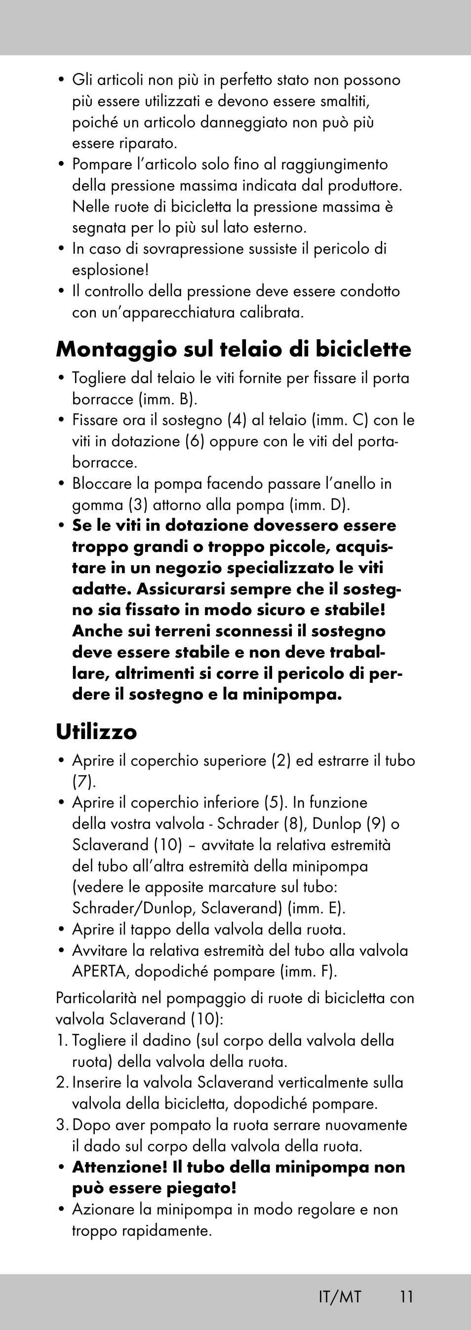 Montaggio sul telaio di biciclette, Utilizzo | Crivit MP-2058 User Manual | Page 11 / 24