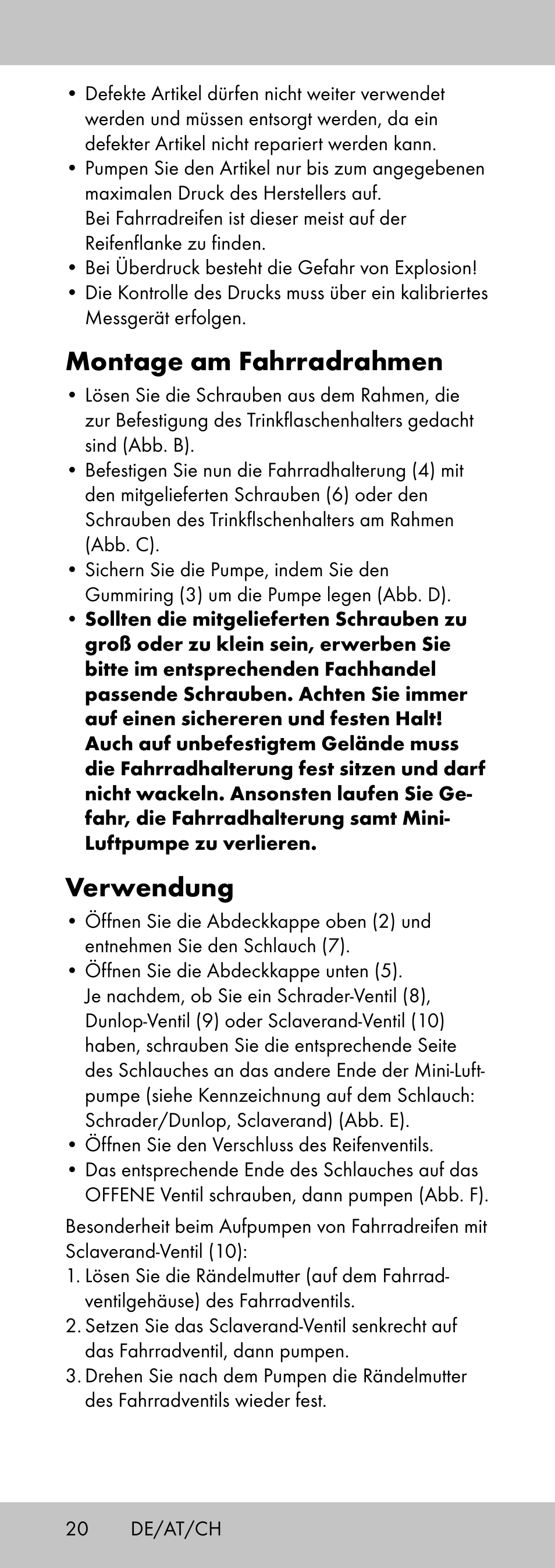 Montage am fahrradrahmen, Verwendung | Crivit MP-2058 User Manual | Page 20 / 24