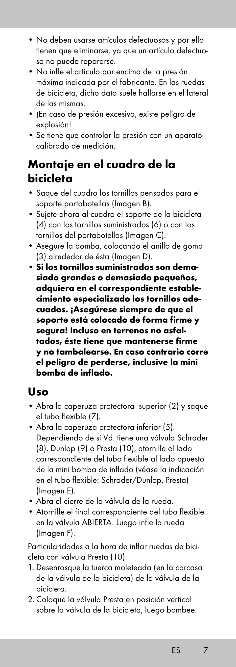 Montaje en el cuadro de la bicicleta | Crivit MP-2058 User Manual | Page 7 / 24