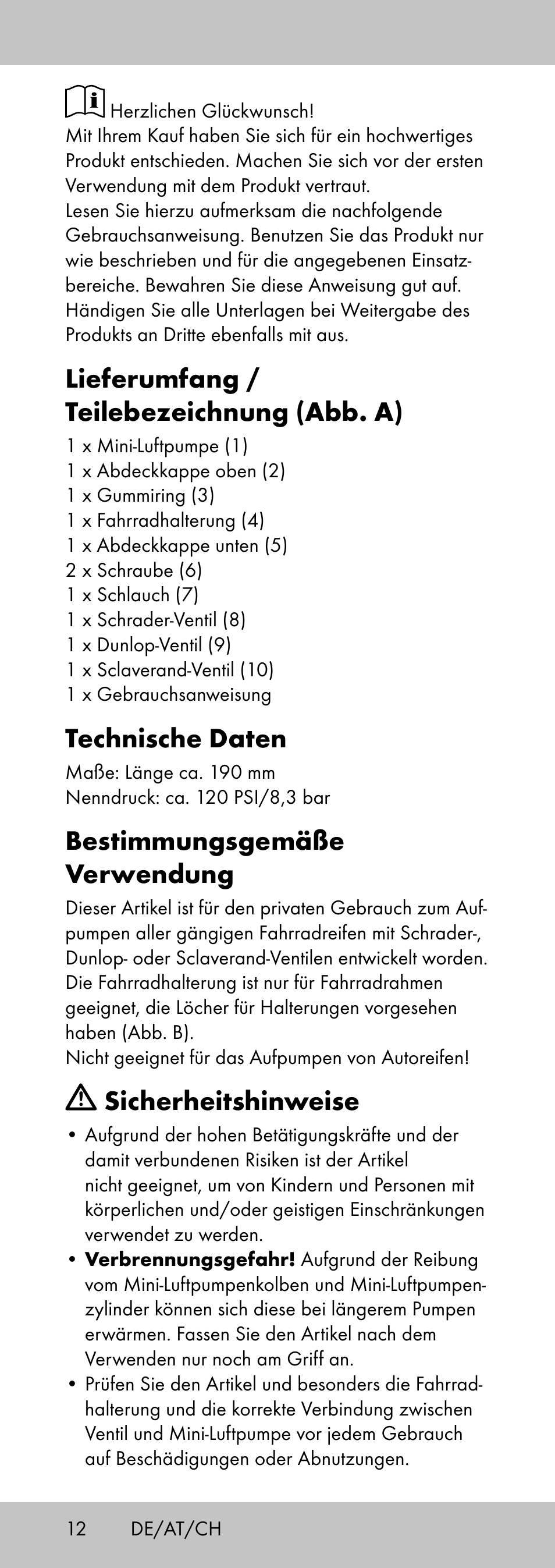 Lieferumfang / teilebezeichnung (abb. a), Technische daten, Bestimmungsgemäße verwendung | Sicherheitshinweise | Crivit MP-2058 User Manual | Page 12 / 20