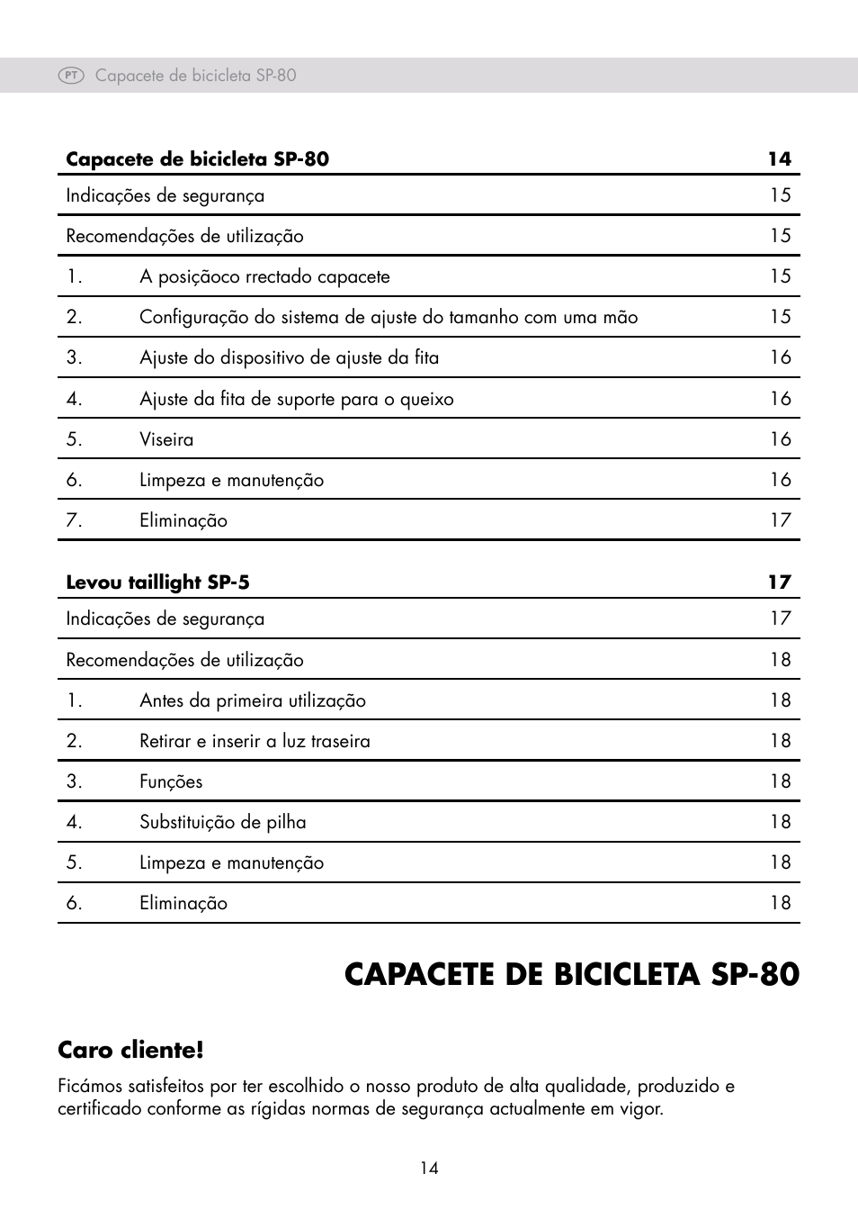 Capacete de bicicleta sp-80, Caro cliente | Crivit SP-80 User Manual | Page 14 / 30