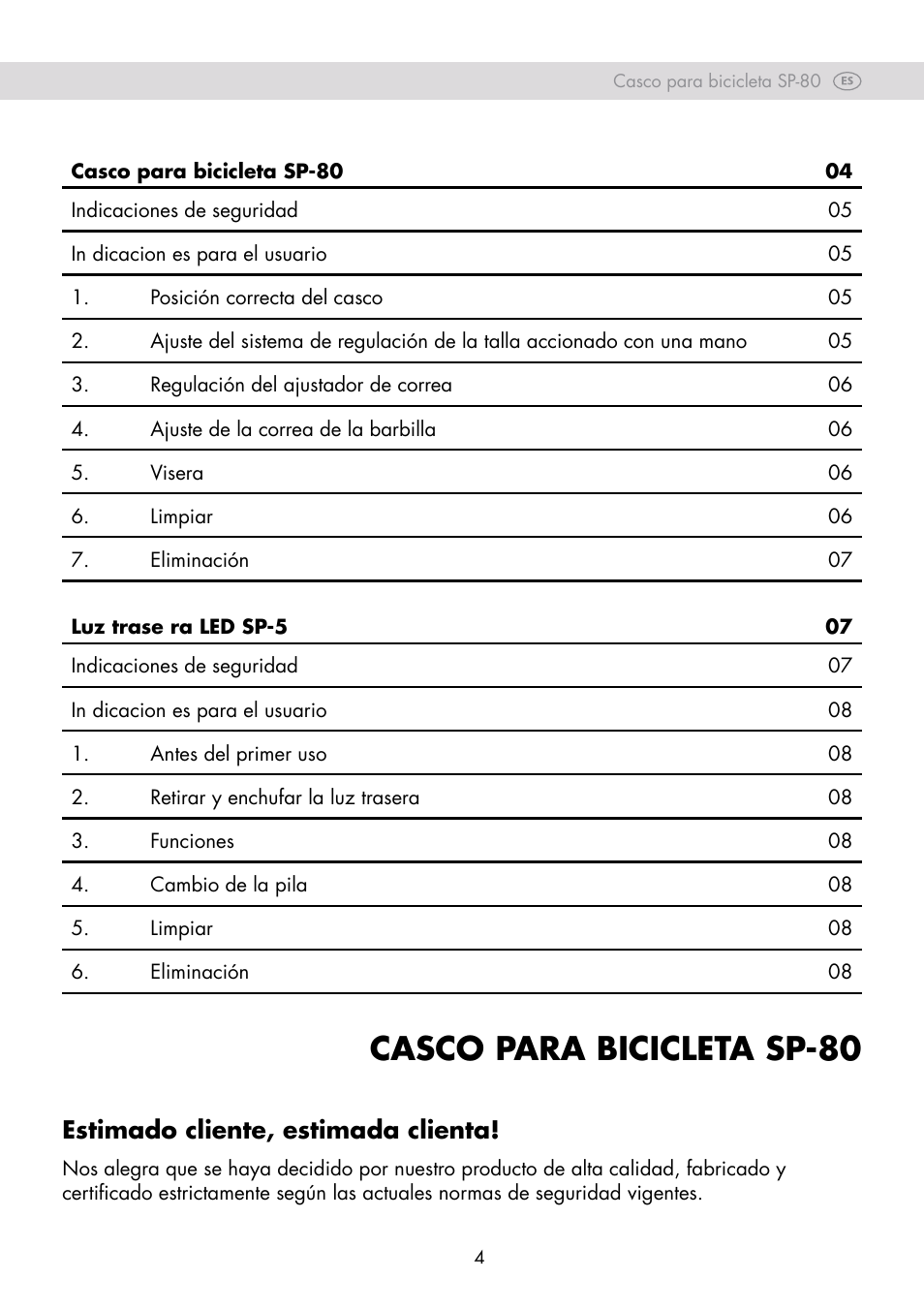 Casco para bicicleta sp-80, Estimado cliente, estimada clienta | Crivit SP-80 User Manual | Page 4 / 30