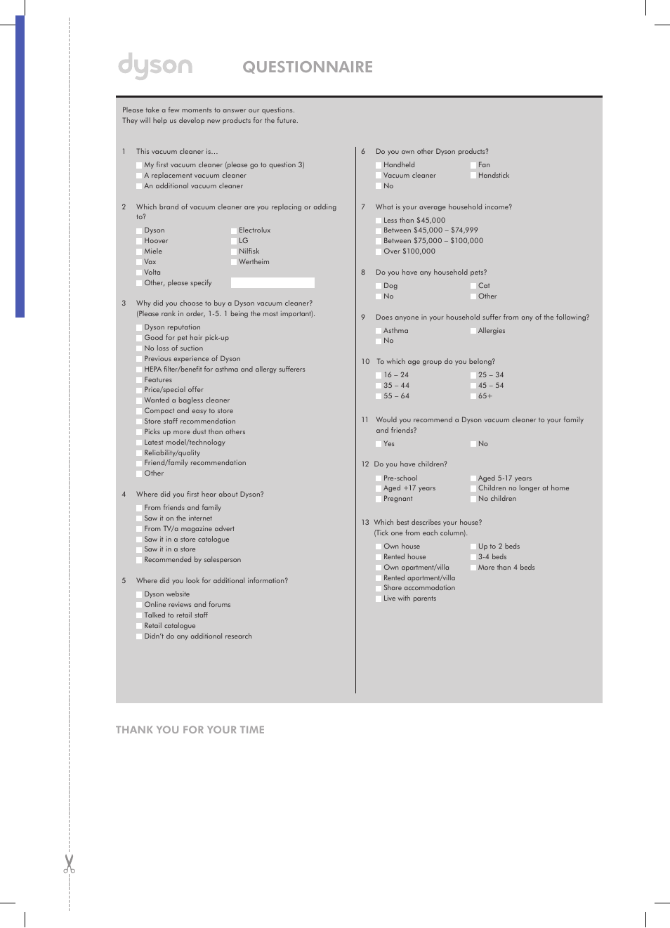 Questionnaire | DYSON DC23 User Manual | Page 11 / 12
