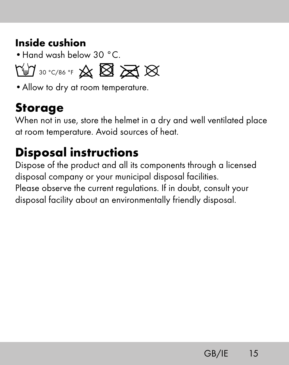 Storage, Disposal instructions | Crivit ES-1656 User Manual | Page 13 / 74