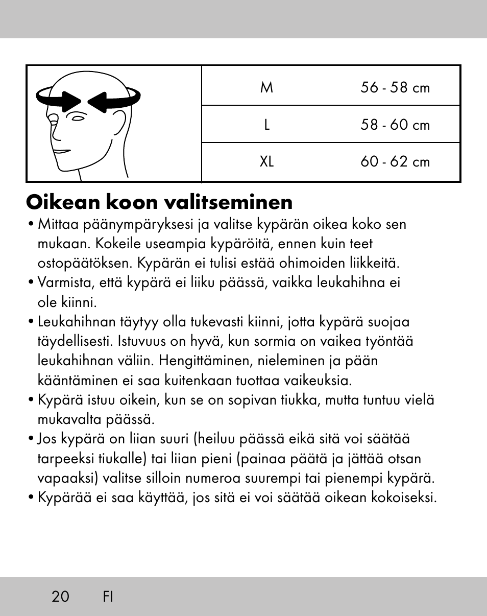 Oikean koon valitseminen | Crivit ES-1656 User Manual | Page 18 / 74