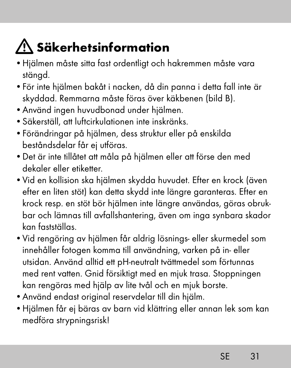 Säkerhetsinformation | Crivit ES-1656 User Manual | Page 29 / 74