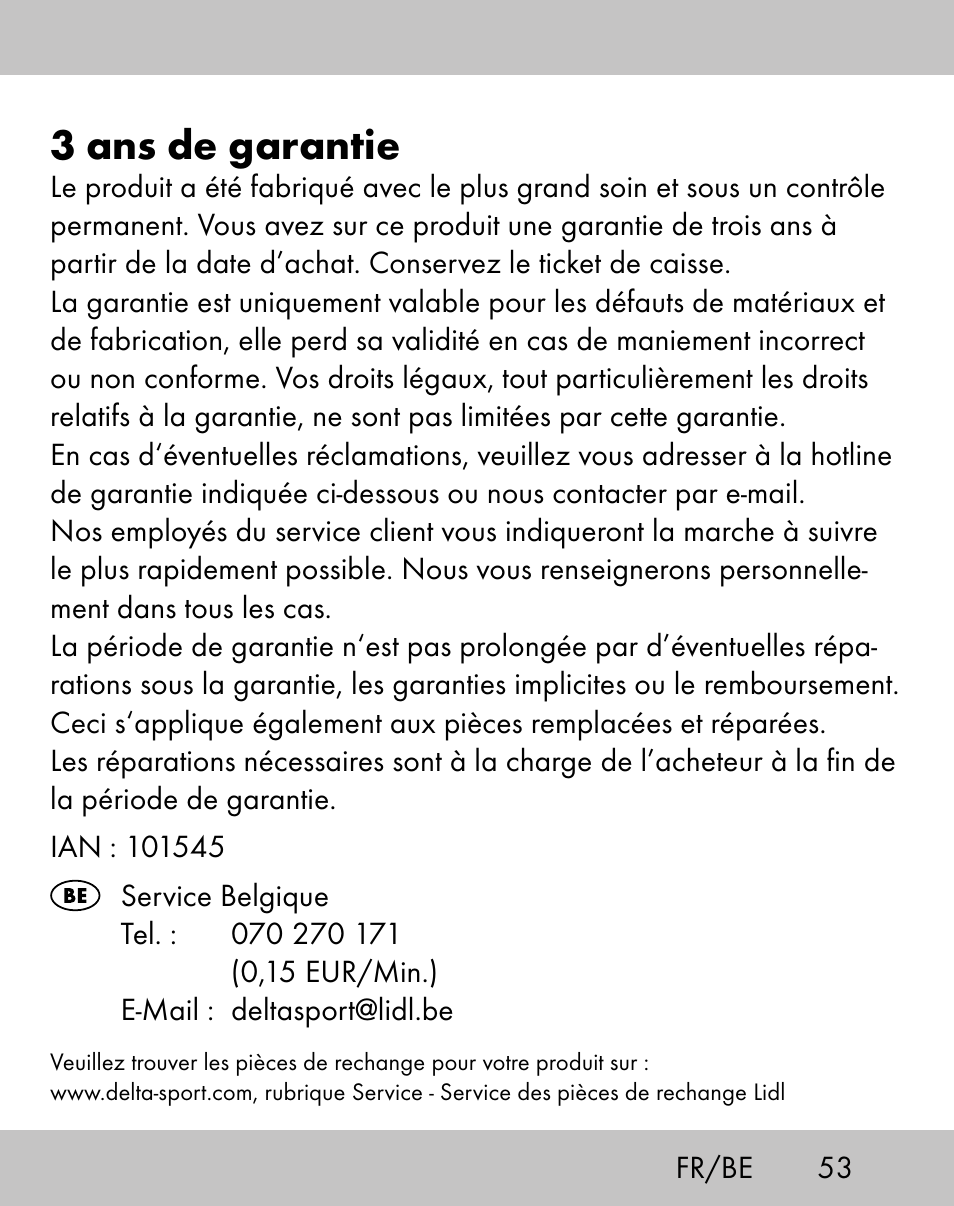 3 ans de garantie | Crivit ES-1656 User Manual | Page 51 / 74