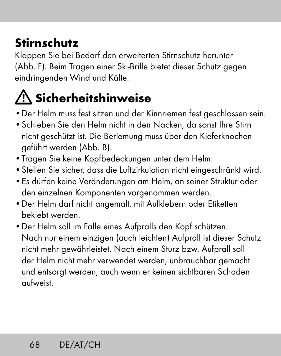 Stirnschutz, Sicherheitshinweise | Crivit ES-1656 User Manual | Page 66 / 74