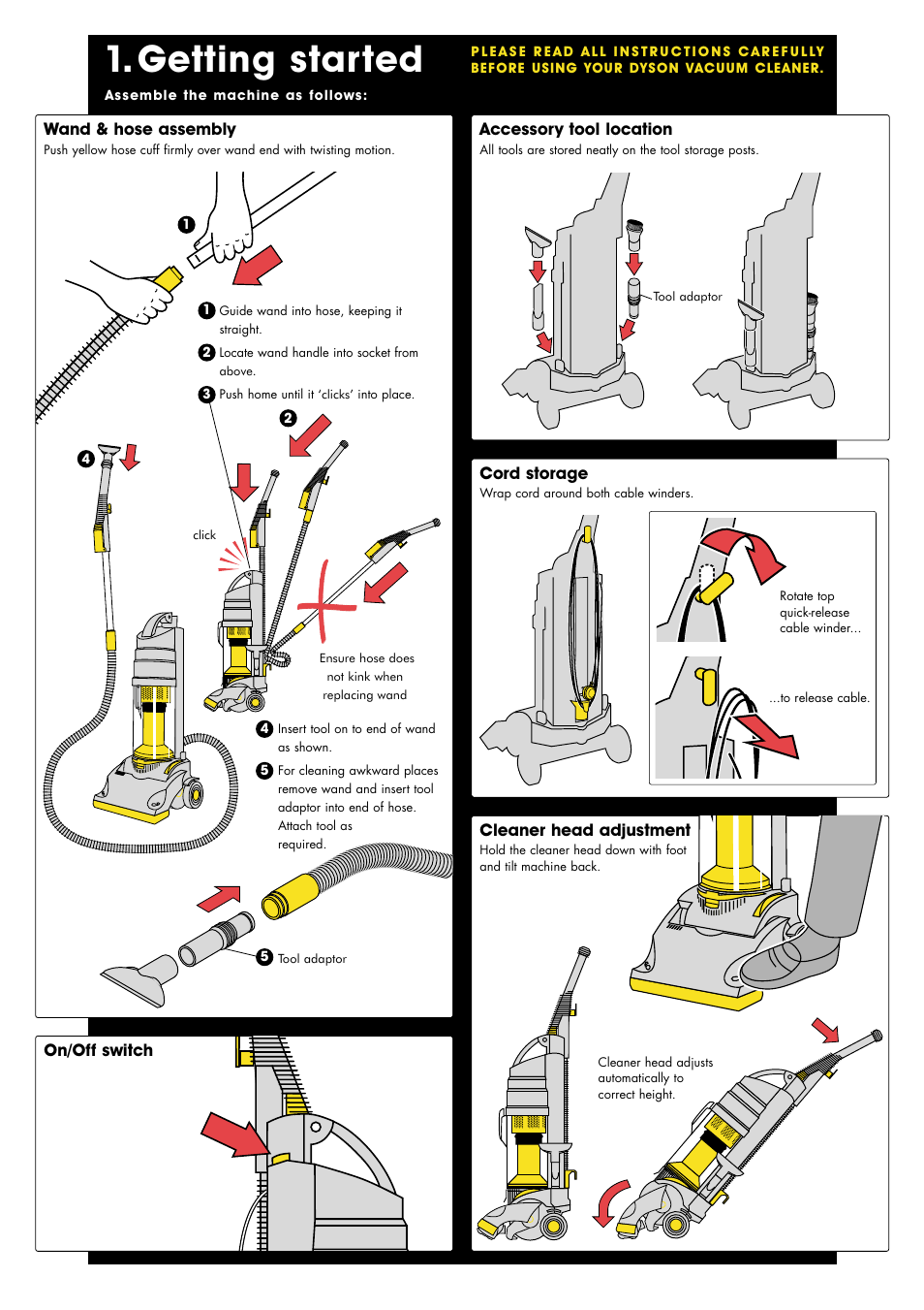 Getting started | DYSON DC 01 User Manual | Page 2 / 6
