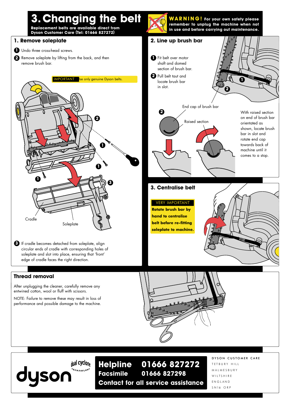 Changing the belt | DYSON DC 01 User Manual | Page 4 / 6