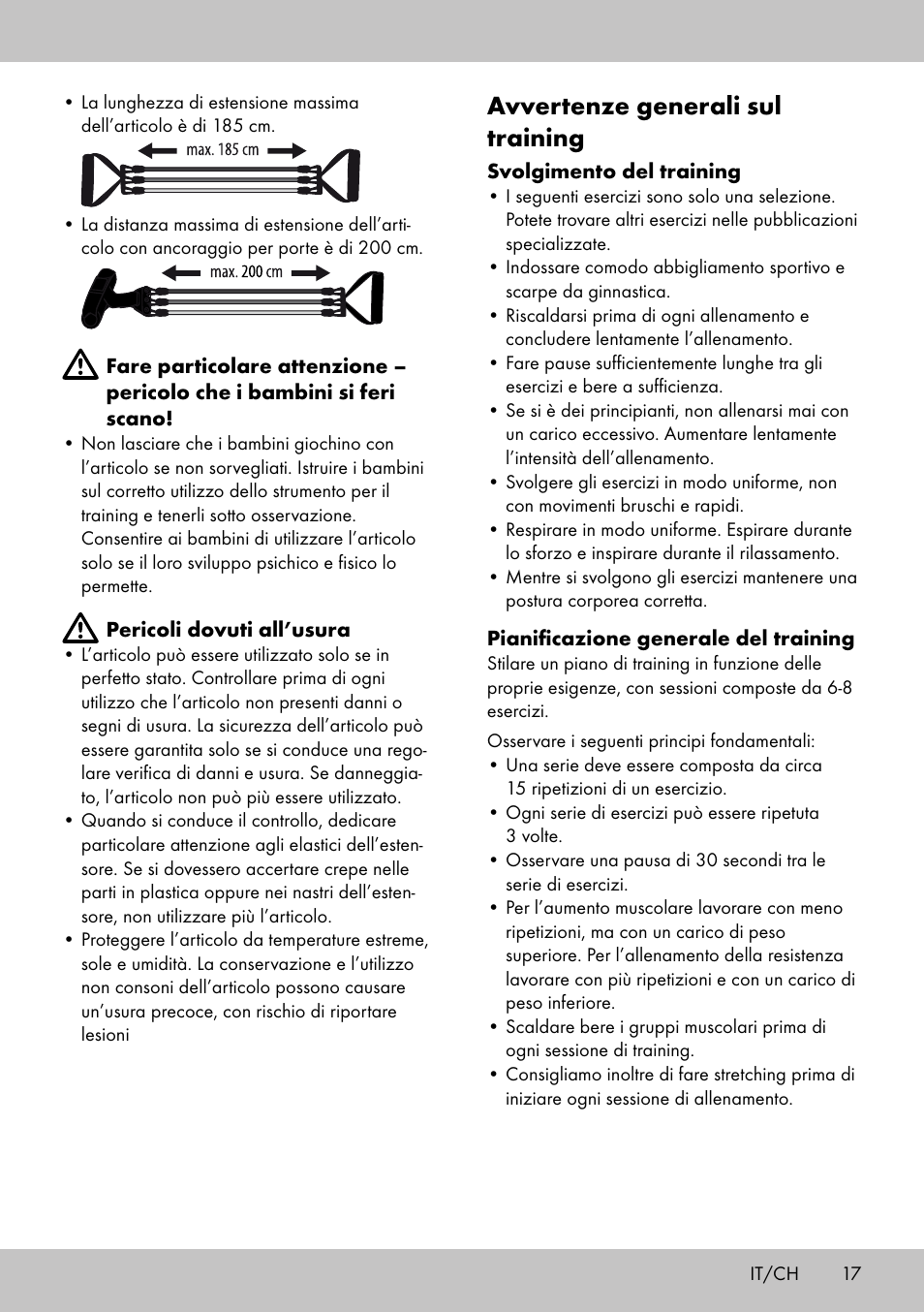 Avvertenze generali sul training | Crivit FE-1958 User Manual | Page 15 / 26