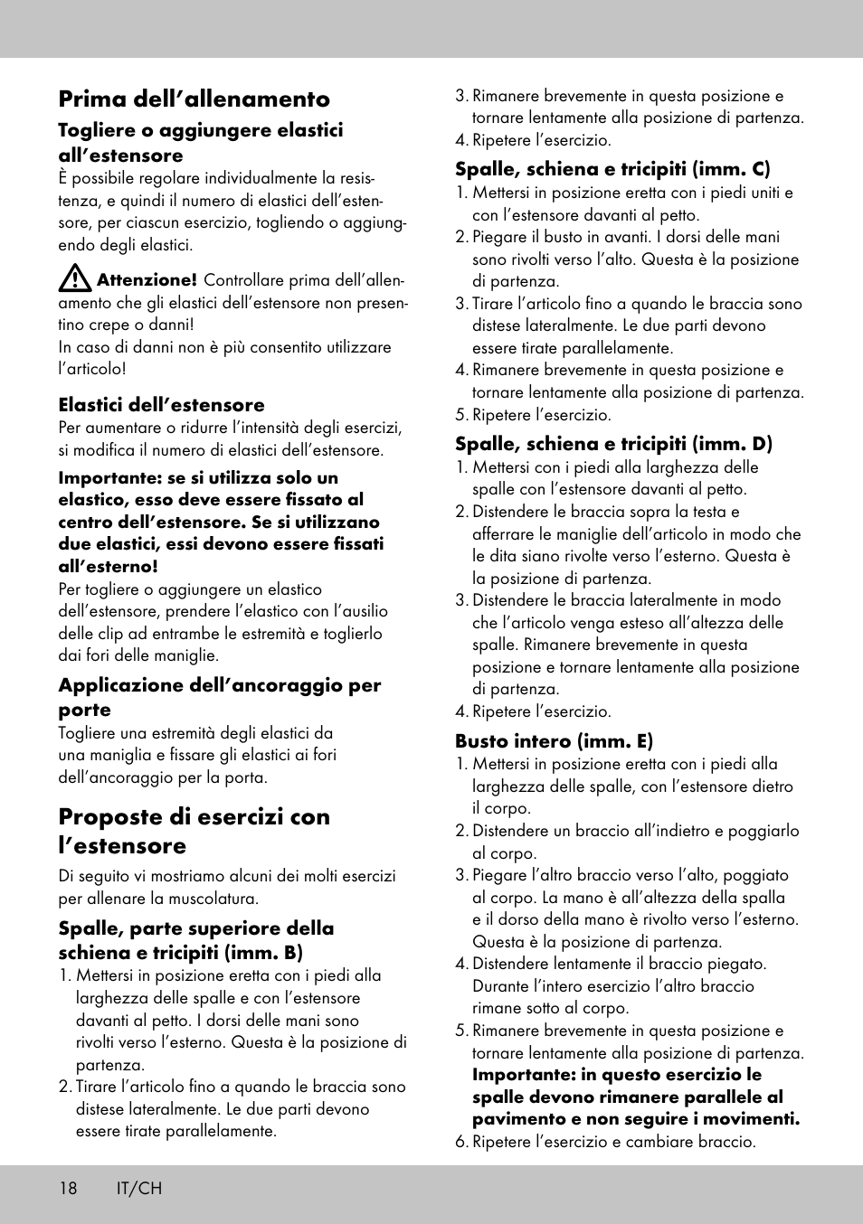 Prima dell’allenamento, Proposte di esercizi con l’estensore | Crivit FE-1958 User Manual | Page 16 / 26