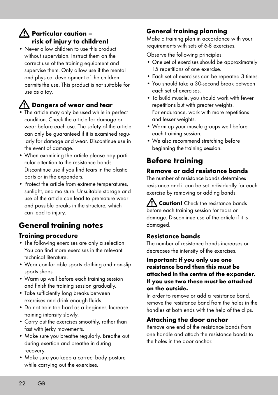 Before training | Crivit FE-1958 User Manual | Page 20 / 26