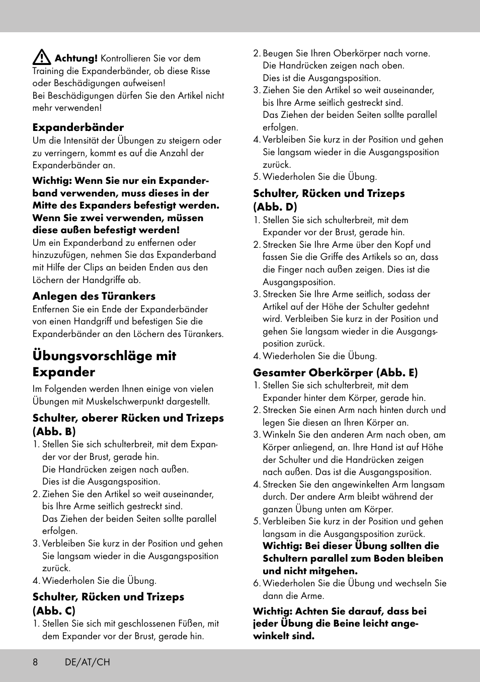 Übungsvorschläge mit expander | Crivit FE-1958 User Manual | Page 6 / 26
