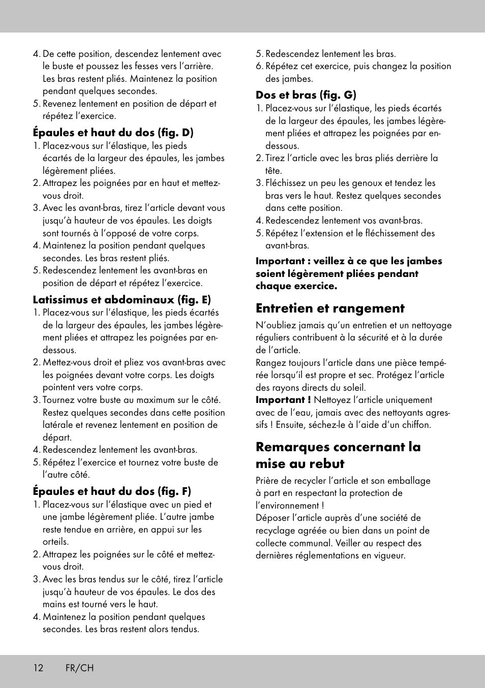 Entretien et rangement, Remarques concernant la mise au rebut | Crivit PT-1959 User Manual | Page 10 / 18