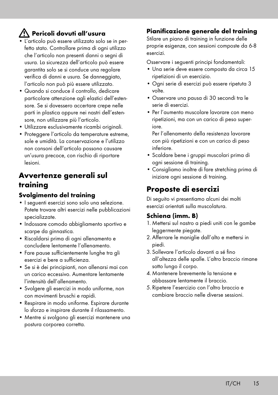 Avvertenze generali sul training, Proposte di esercizi | Crivit PT-1959 User Manual | Page 13 / 18