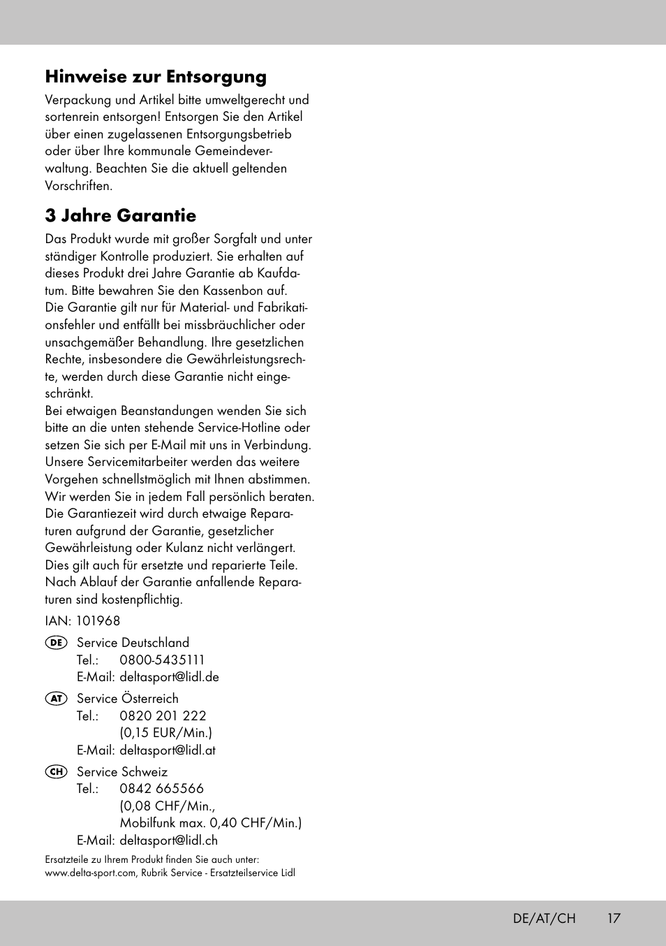 Hinweise zur entsorgung, 3 jahre garantie | Crivit PT-1959 User Manual | Page 15 / 18