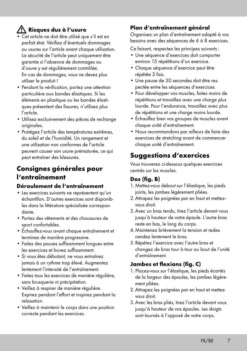 Consignes générales pour l‘entraînement, Suggestions d‘exercices | Crivit PT-1959 User Manual | Page 5 / 18