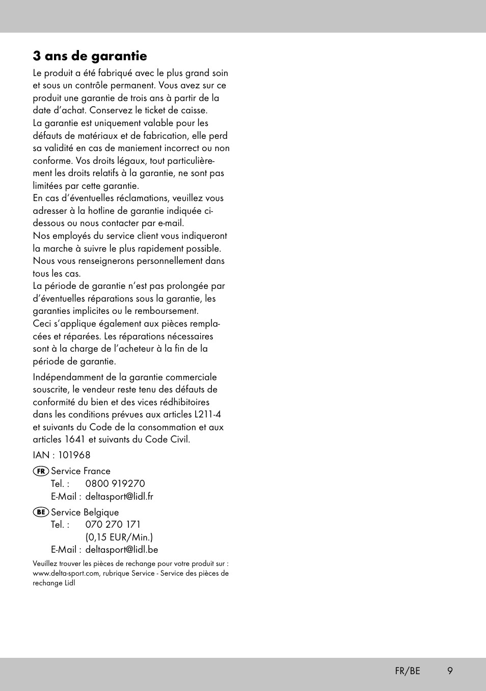 3 ans de garantie | Crivit PT-1959 User Manual | Page 7 / 18