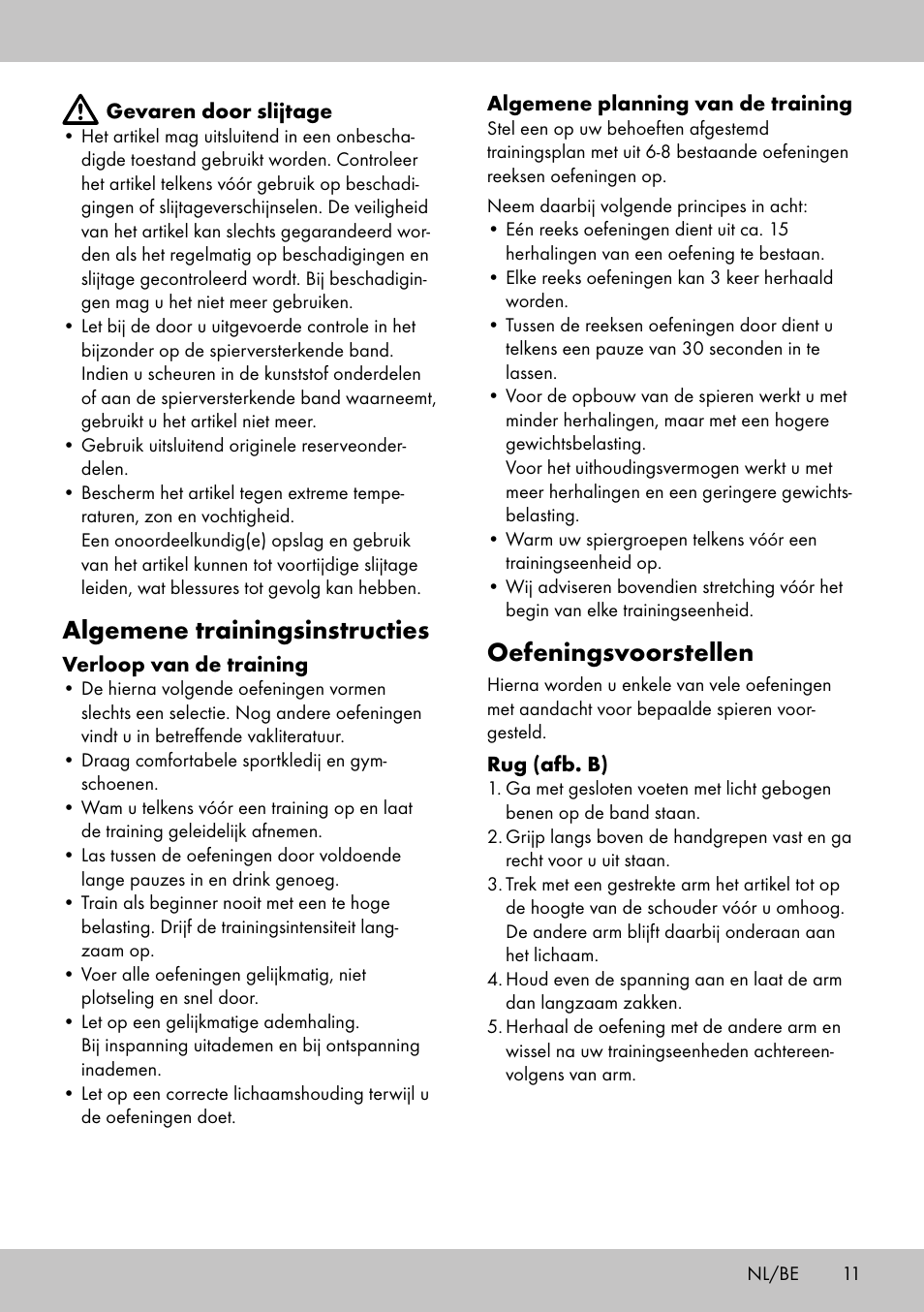 Algemene trainingsinstructies, Oefeningsvoorstellen | Crivit PT-1959 User Manual | Page 9 / 18