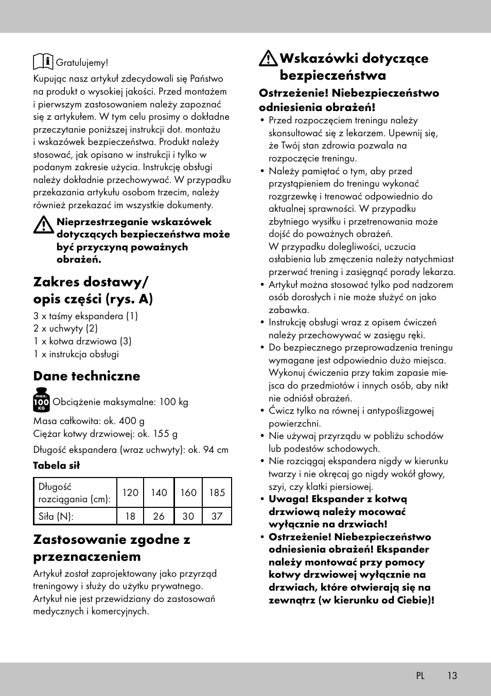 Zakres dostawy/ opis części (rys. a), Dane techniczne, Zastosowanie zgodne z przeznaczeniem | Wskazówki dotyczące bezpieczeństwa | Crivit FE-1958 User Manual | Page 11 / 38