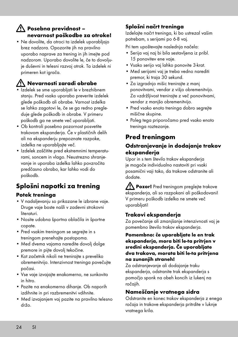 Splošni napotki za trening, Pred treningom | Crivit FE-1958 User Manual | Page 22 / 38