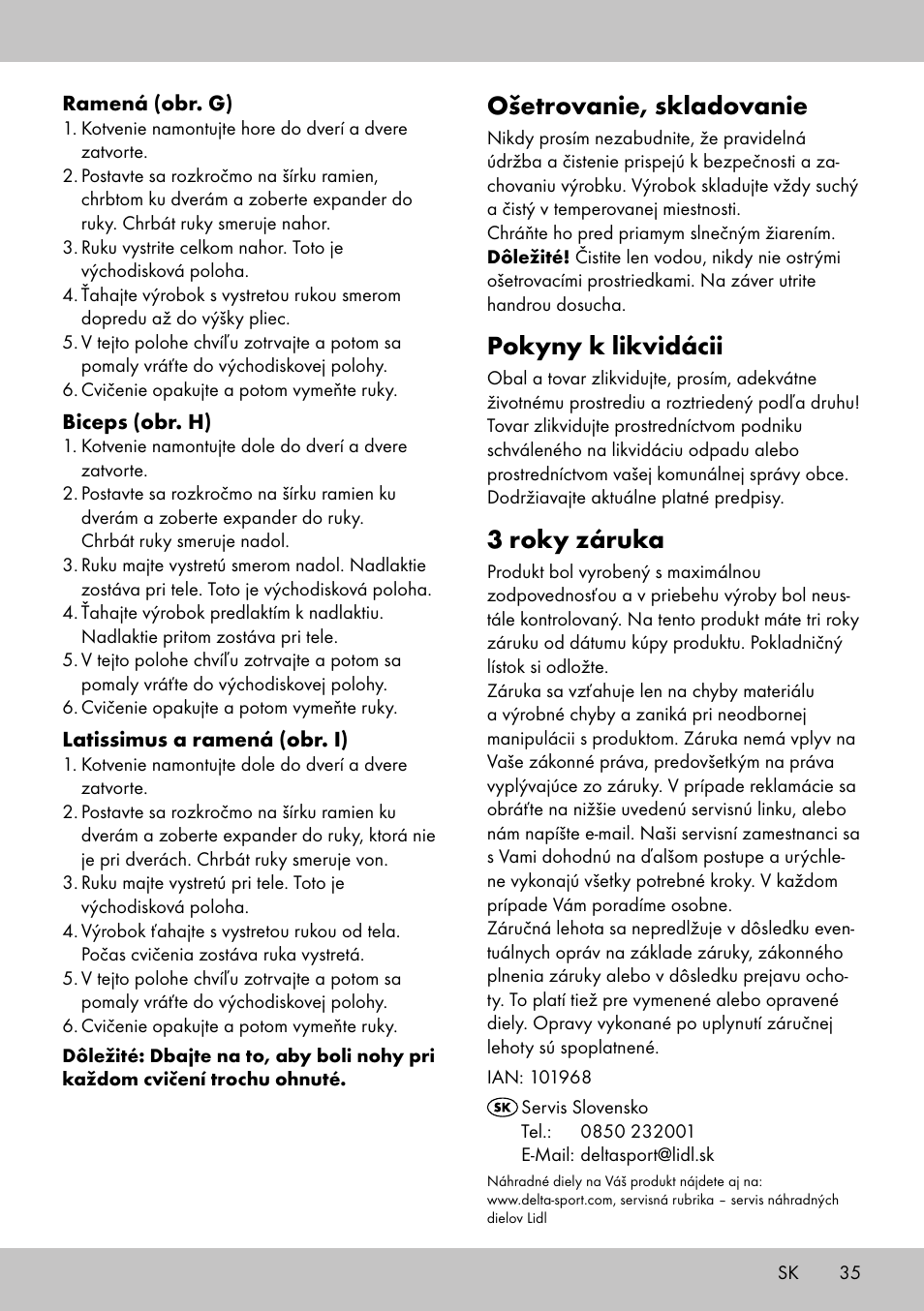 Ošetrovanie, skladovanie, Pokyny k likvidácii, 3 roky záruka | Crivit FE-1958 User Manual | Page 33 / 38