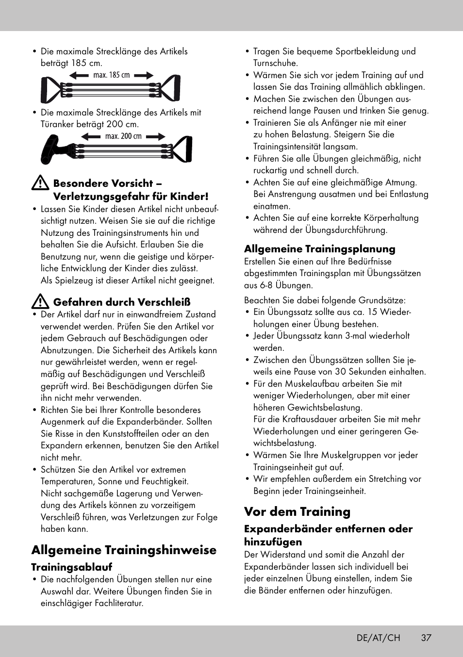 Allgemeine trainingshinweise, Vor dem training | Crivit FE-1958 User Manual | Page 35 / 38