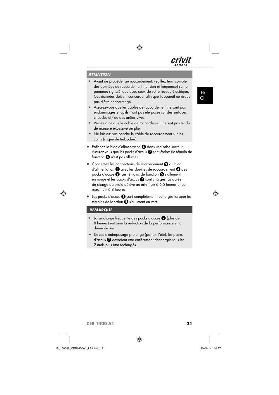 Fr ch | Crivit CEB 1400 A1 User Manual | Page 25 / 54