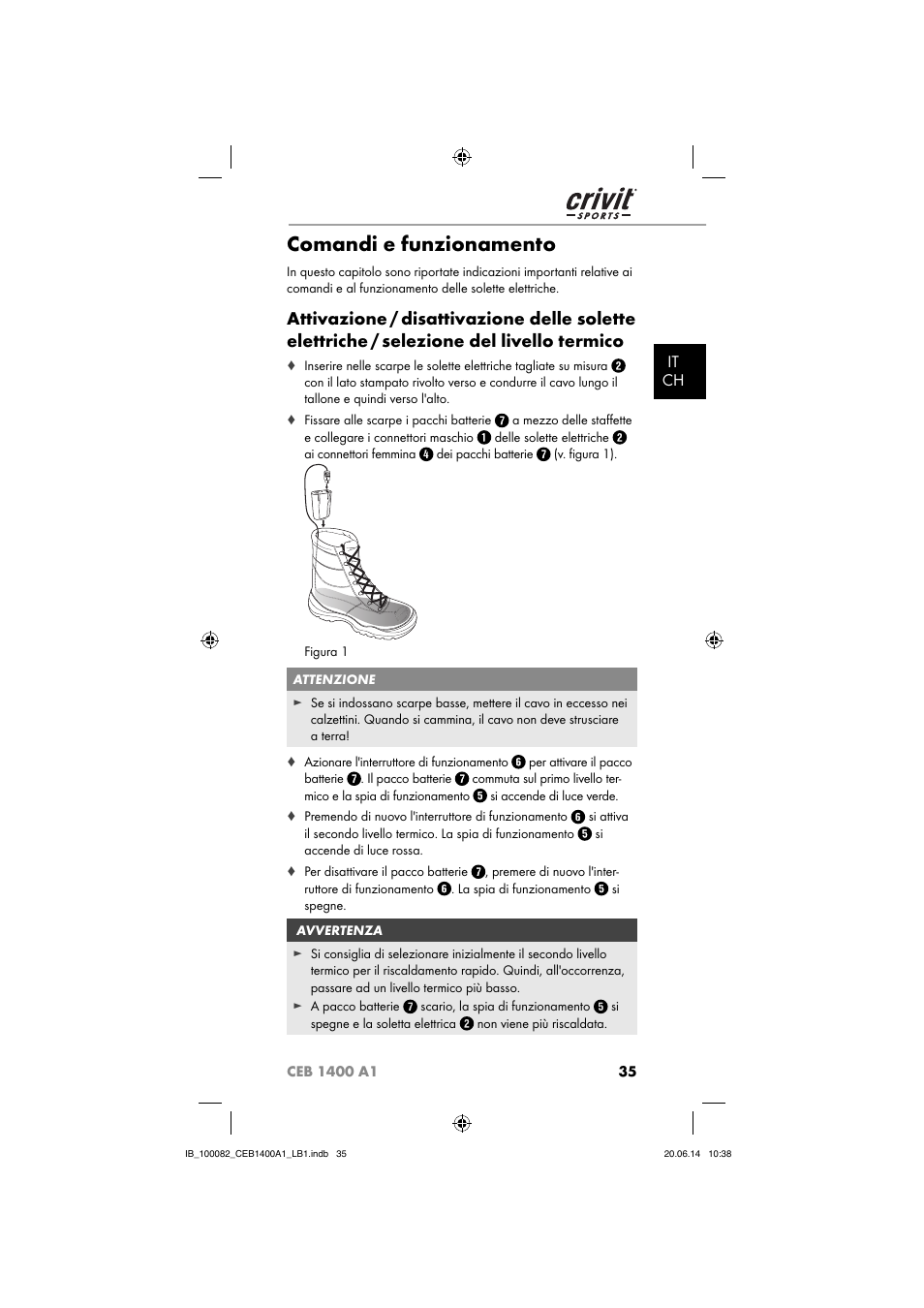 Comandi e funzionamento, It ch | Crivit CEB 1400 A1 User Manual | Page 39 / 54