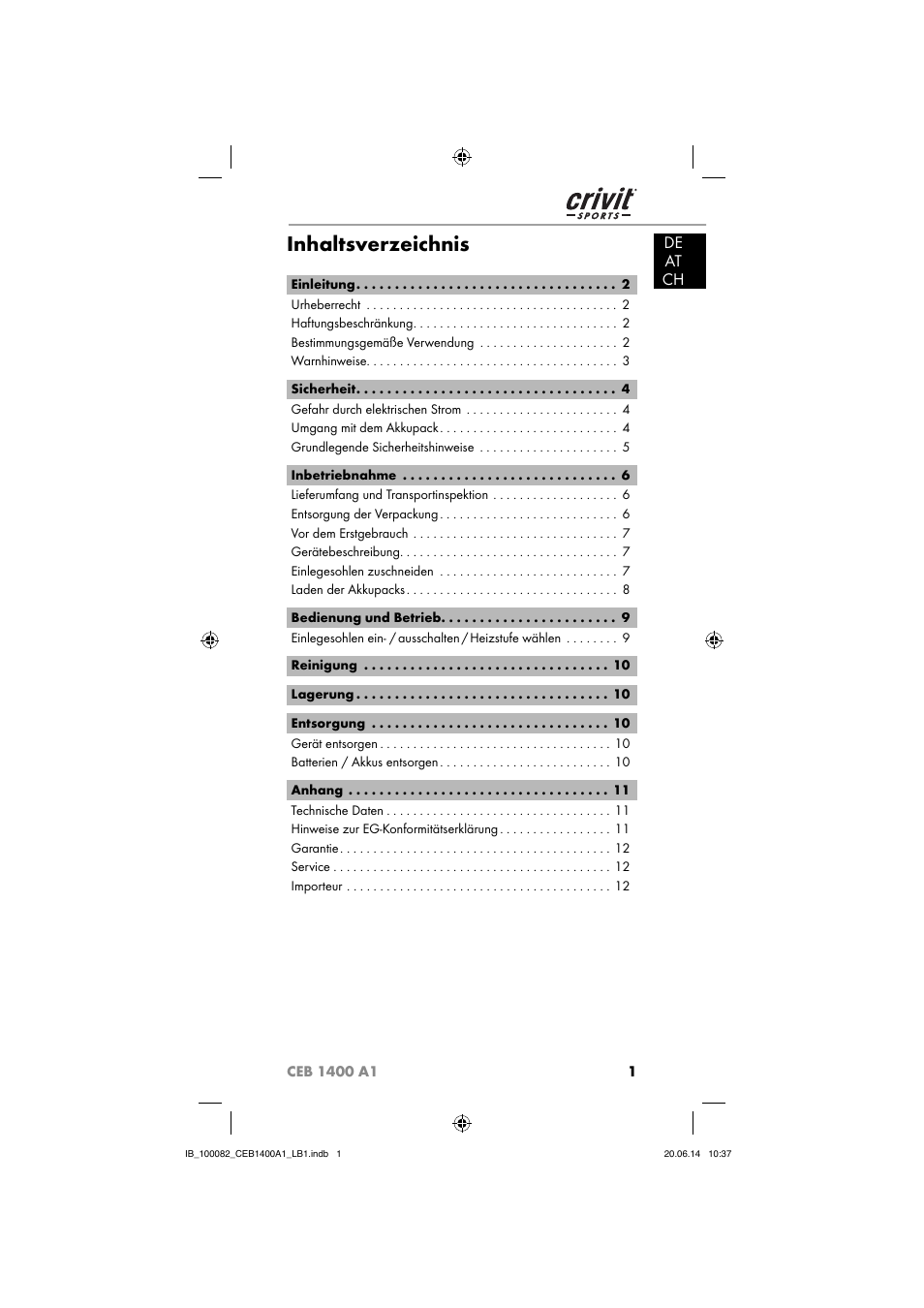 Crivit CEB 1400 A1 User Manual | Page 5 / 54