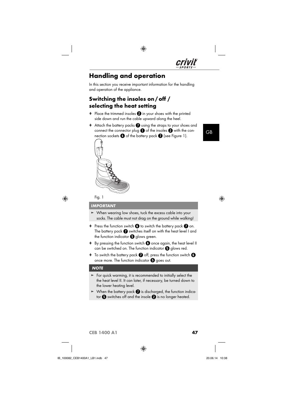 Handling and operation | Crivit CEB 1400 A1 User Manual | Page 51 / 54
