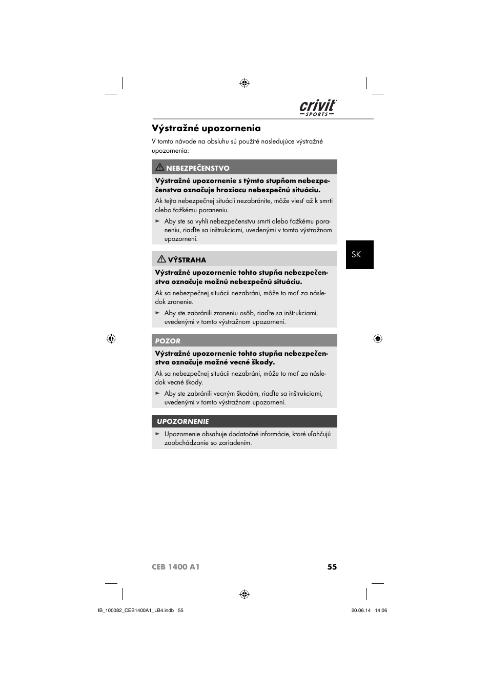 Výstražné upozornenia | Crivit CEB 1400 A1 User Manual | Page 59 / 80