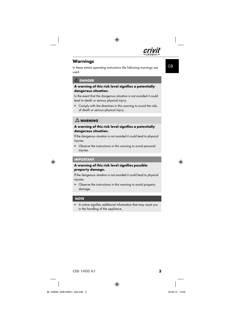 Warnings | Crivit CEB 1400 A1 User Manual | Page 7 / 80