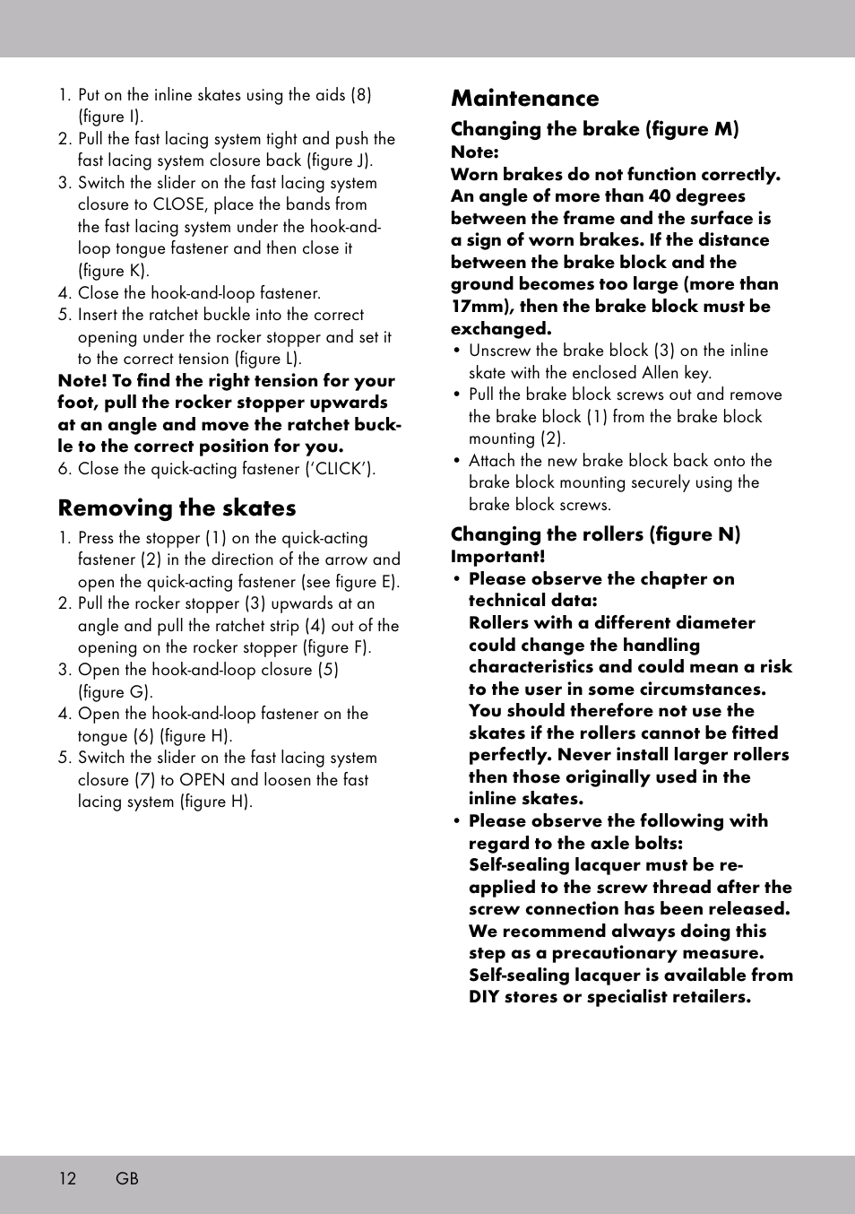 Removing the skates, Maintenance | Crivit HI-1738 User Manual | Page 12 / 28
