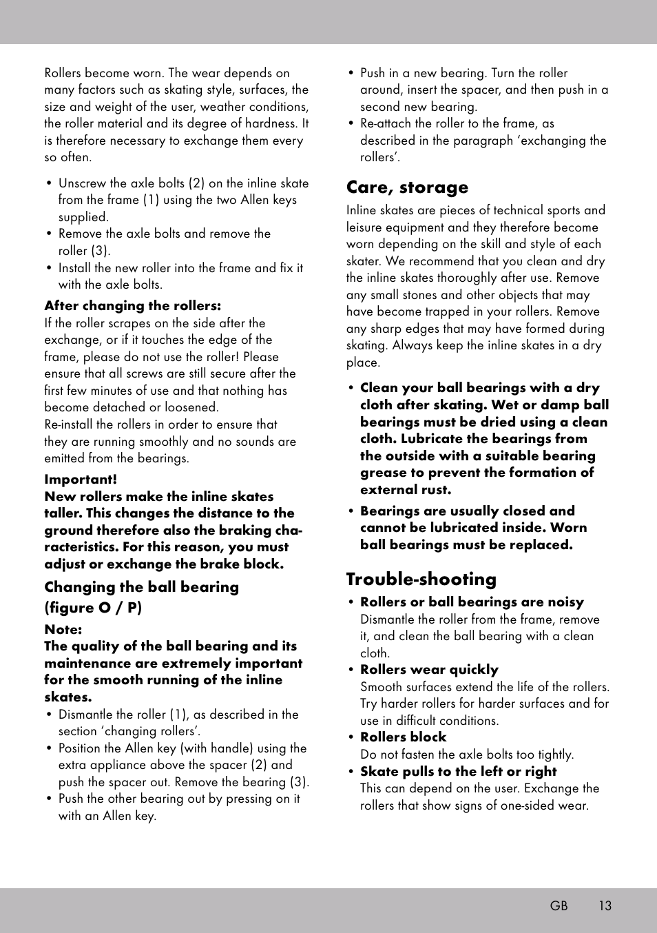 Care, storage, Trouble-shooting | Crivit HI-1738 User Manual | Page 13 / 28