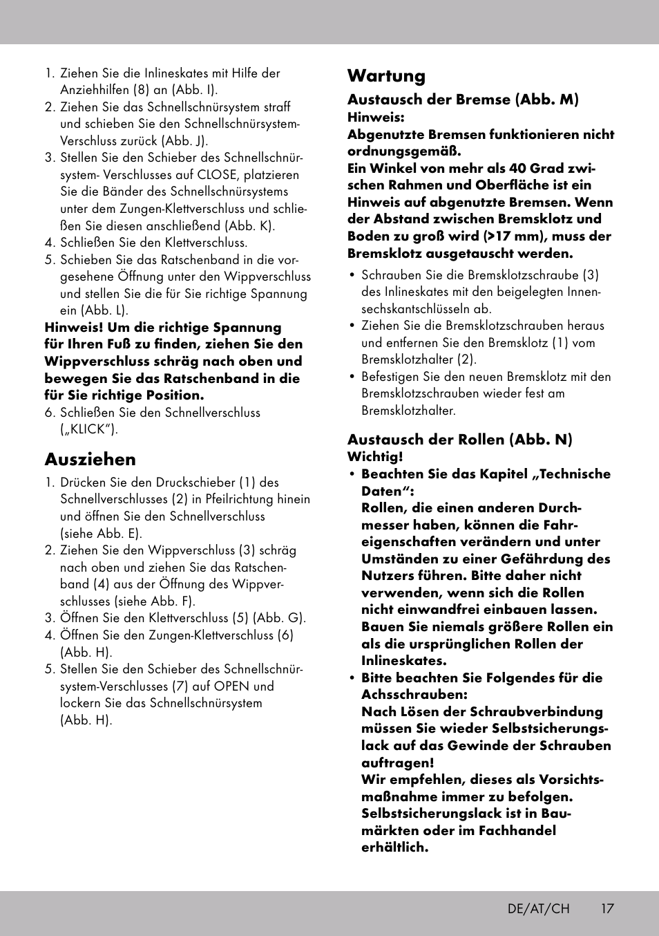 Wartung, Ausziehen | Crivit HI-1738 User Manual | Page 17 / 28