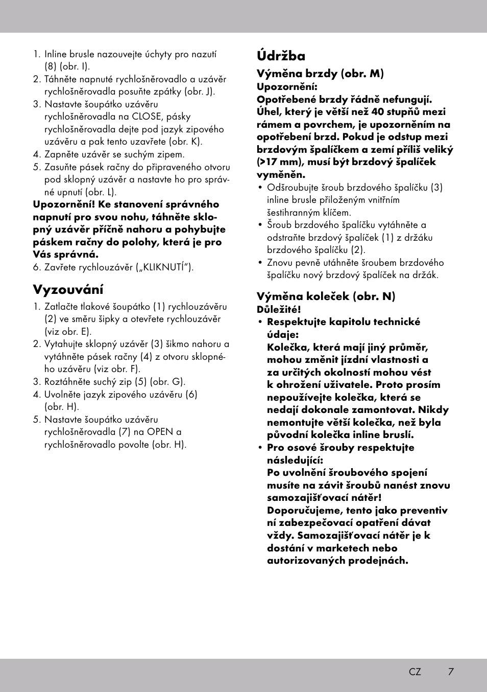 Údržba, Vyzouvání | Crivit HI-1738 User Manual | Page 7 / 28