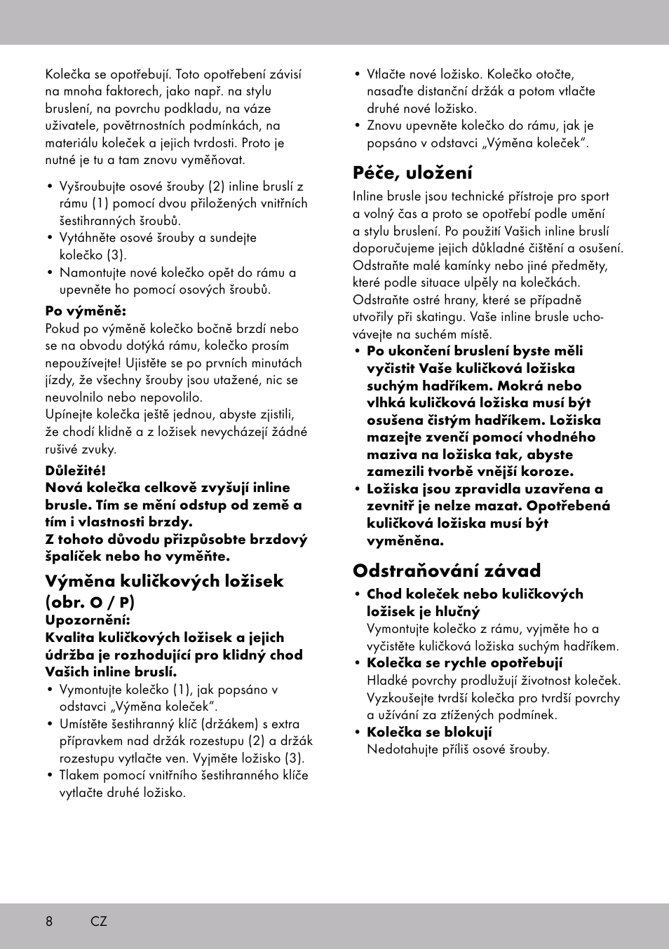 Péče, uložení, Odstraňování závad, Výměna kuličkových ložisek (obr | Crivit HI-1738 User Manual | Page 8 / 28