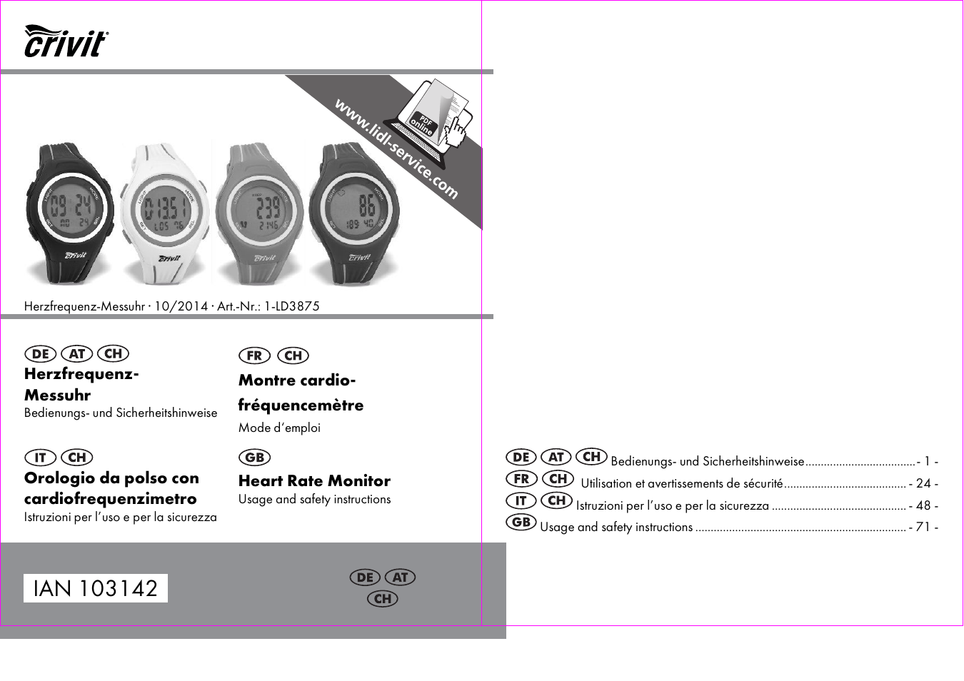 Crivit 1-LD3875 User Manual | 47 pages