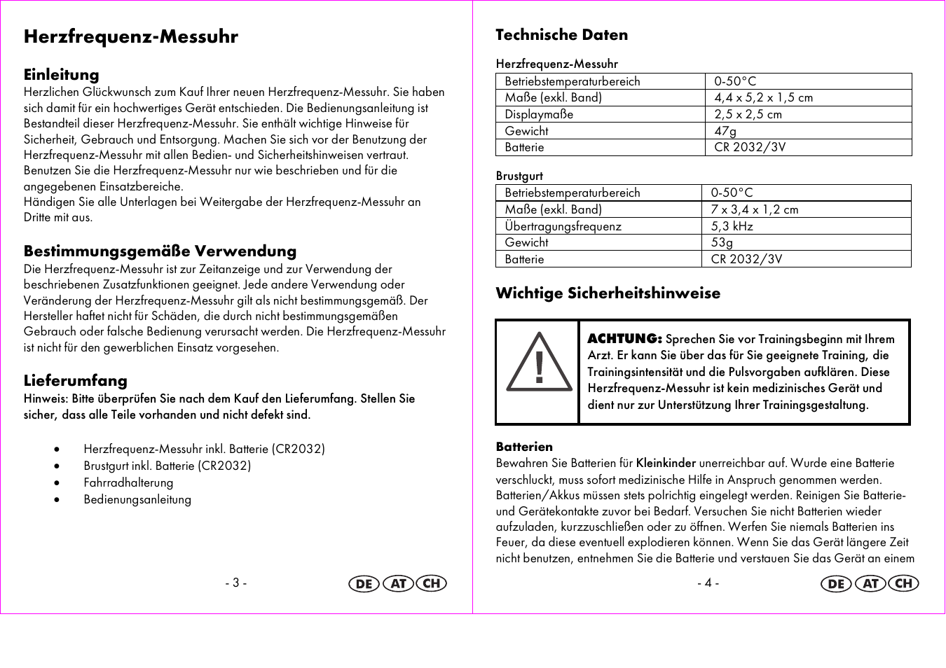 Herzfrequenz-messuhr | Crivit 1-LD3875 User Manual | Page 3 / 47