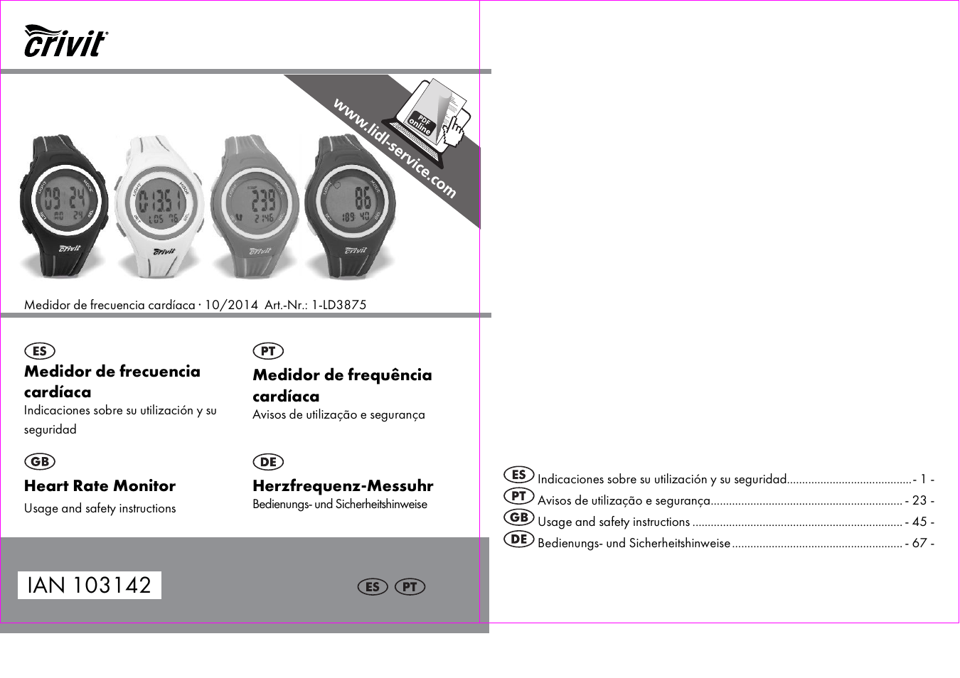 Crivit 1-LD3875 User Manual | 46 pages