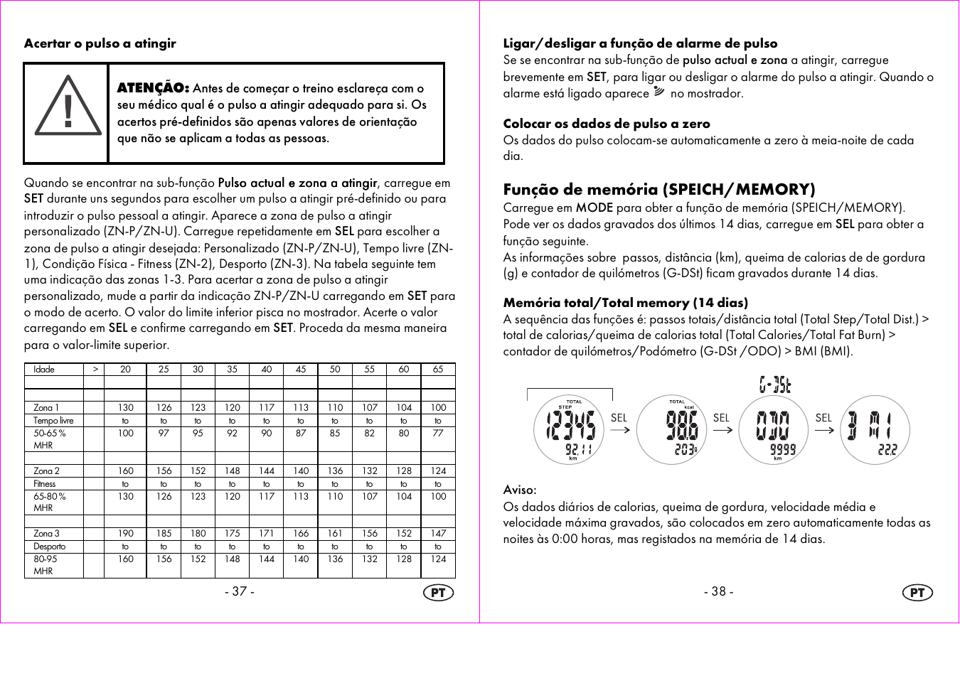 37 - acertar o pulso a atingir | Crivit 1-LD3875 User Manual | Page 20 / 46