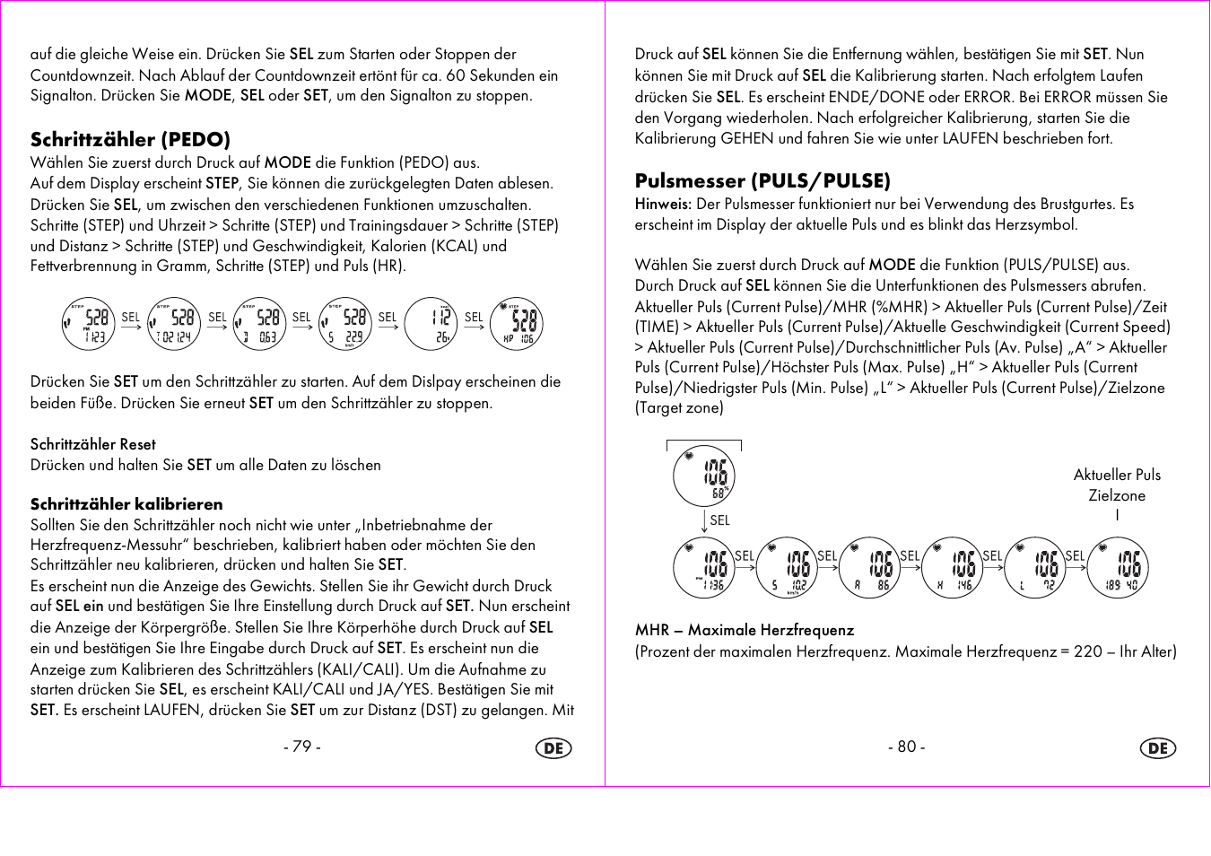 Schrittzähler (pedo), Pulsmesser (puls/pulse) | Crivit 1-LD3875 User Manual | Page 41 / 46