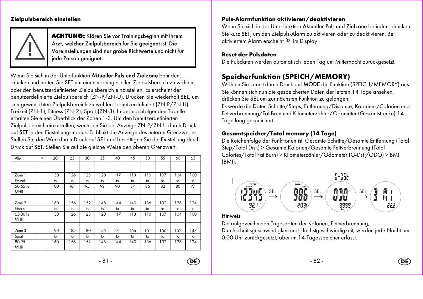81 - zielpulsbereich einstellen | Crivit 1-LD3875 User Manual | Page 42 / 46