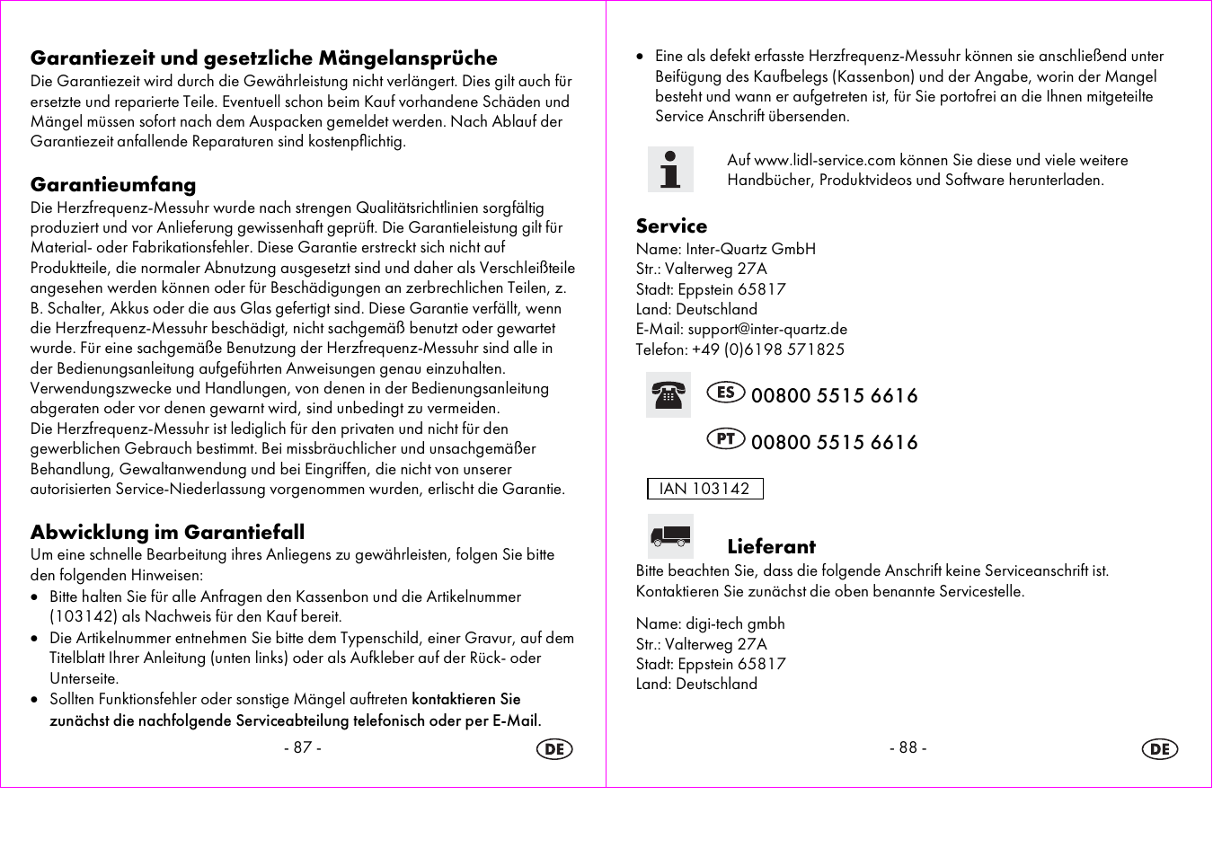 Garantiezeit und gesetzliche mängelansprüche, Garantieumfang, Abwicklung im garantiefall | Service, Lieferant | Crivit 1-LD3875 User Manual | Page 45 / 46