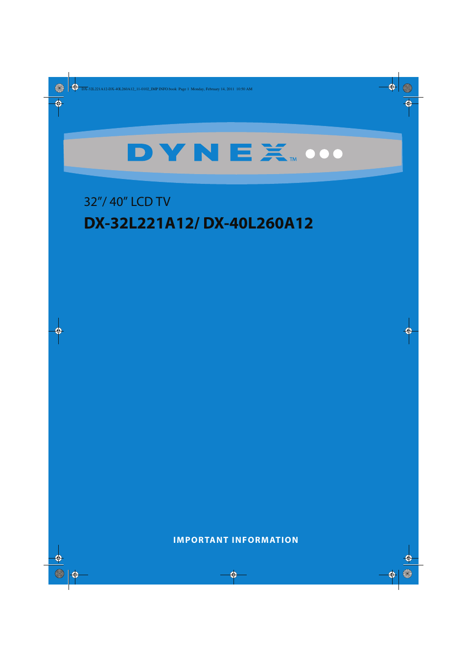 Dynex DX-40L260A12 User Manual | 12 pages